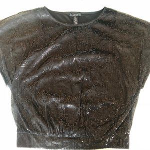 STYLE & CO PETITE TOP GLITTER SEQUIN LINED BLOUSE